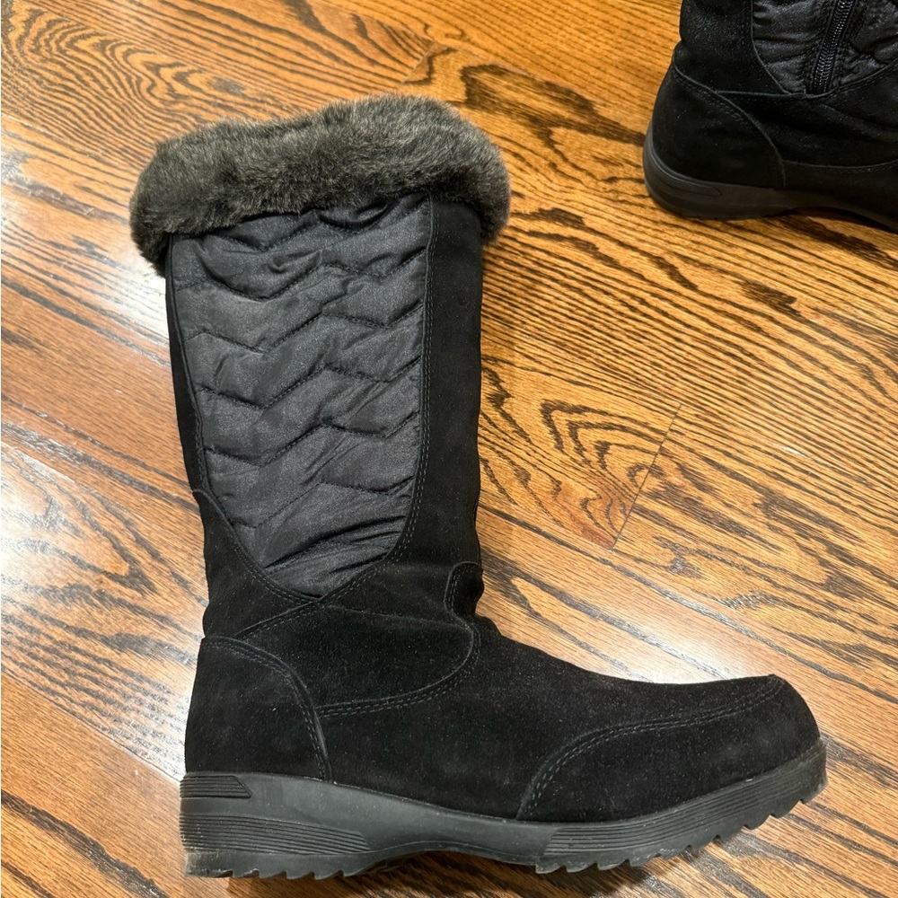 Lands End Black Fur-Lined Winter Boots